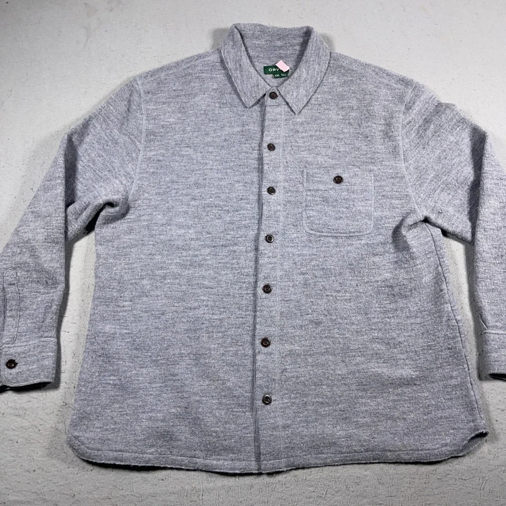 Orvis‎ Wool Blend Button Up Shirt Jacket Mens XXL Gray Outdoor Casual Outdoor